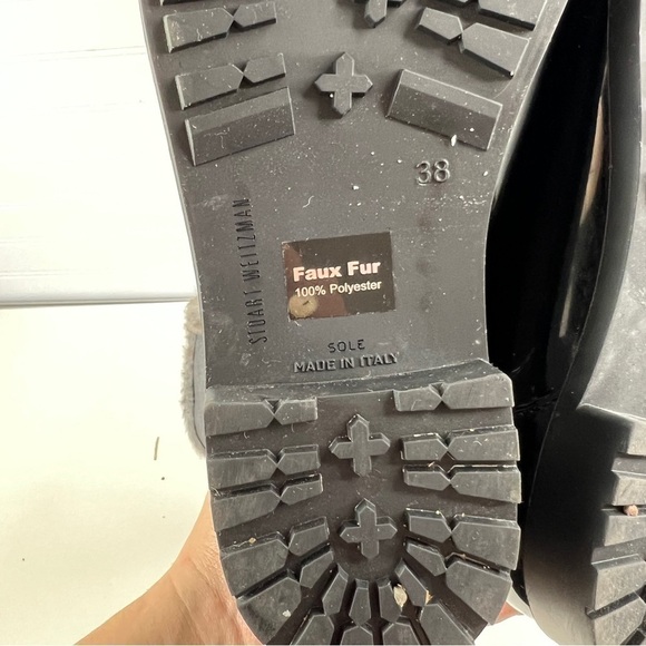 Stuart Weitzman Rebooting Faux-Fur-Trimmed Rain Boots Sz 7.5/38 - Picture 13 of 14